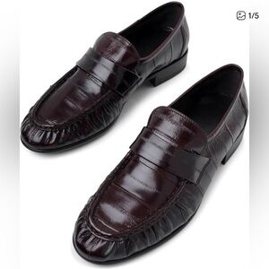 Women's Burgundy Leather Loafers